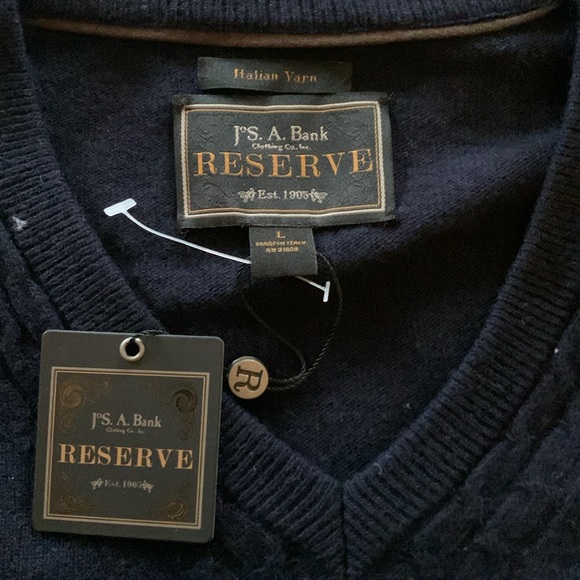 Navy Wool JosA Banks Reserve Sweater L/NWT - Picture 2 of 5